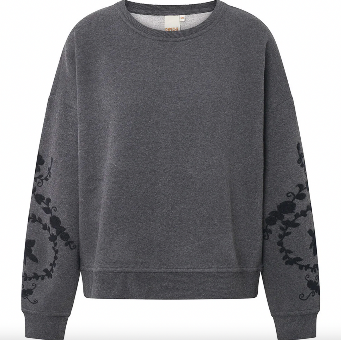 Sweatshirt med broderi - Grå oversize