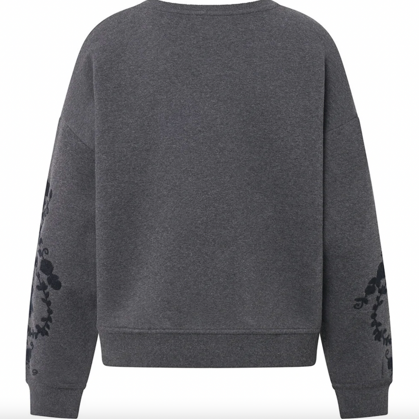 Sweatshirt med broderi - Grå oversize