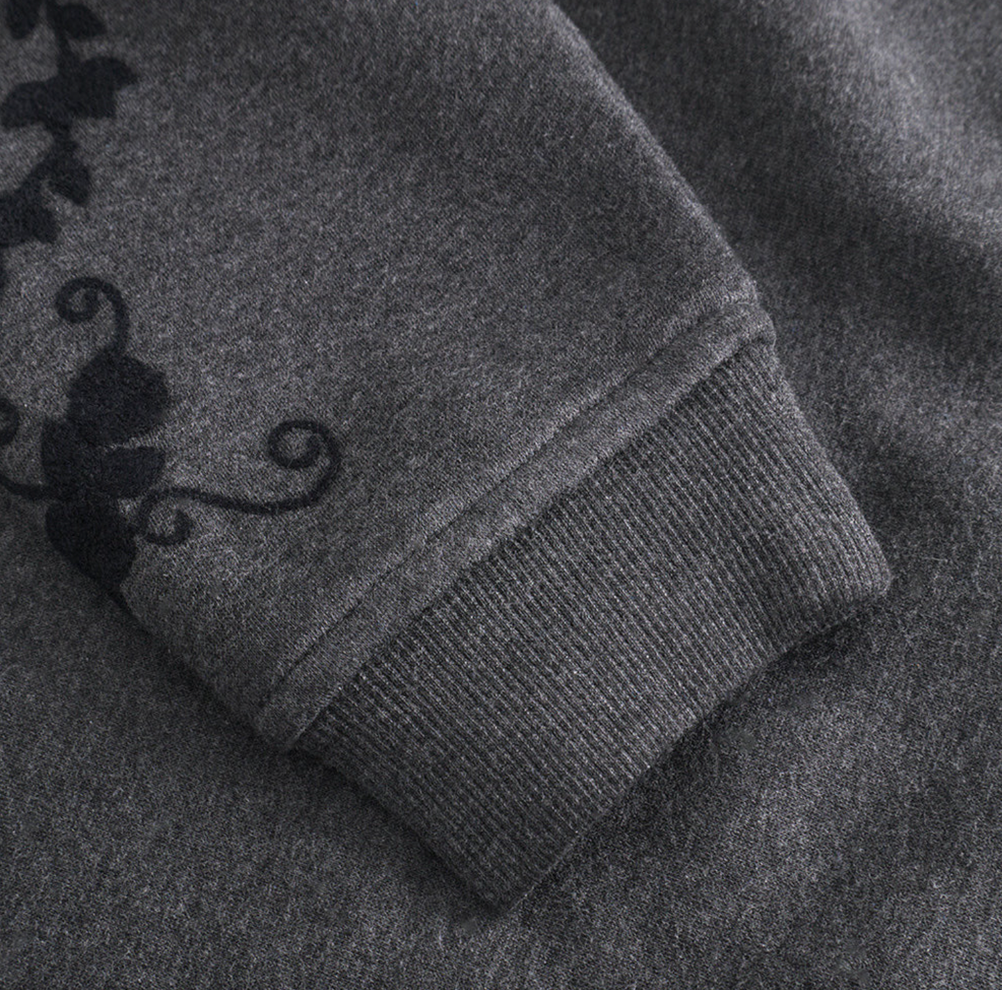 Sweatshirt med broderi - Grå oversize