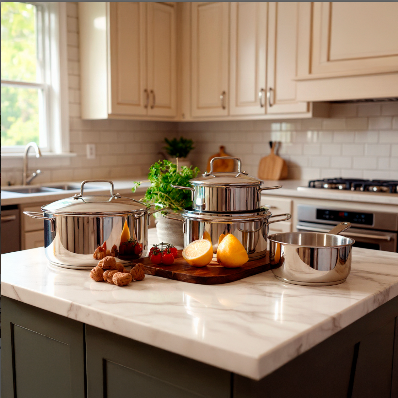 7-delat kastrullset i rostfritt stål