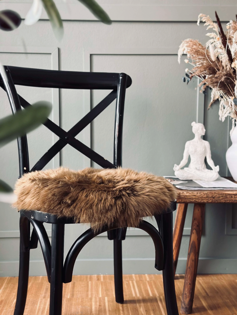 Sitsfäll Ø 34cm - Brun fårskinn