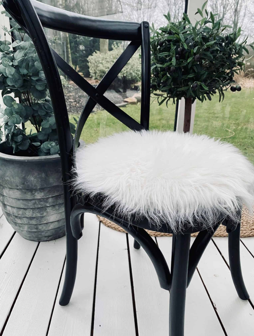 Sittdyna Ø 34 cm - Vitt lammskinn