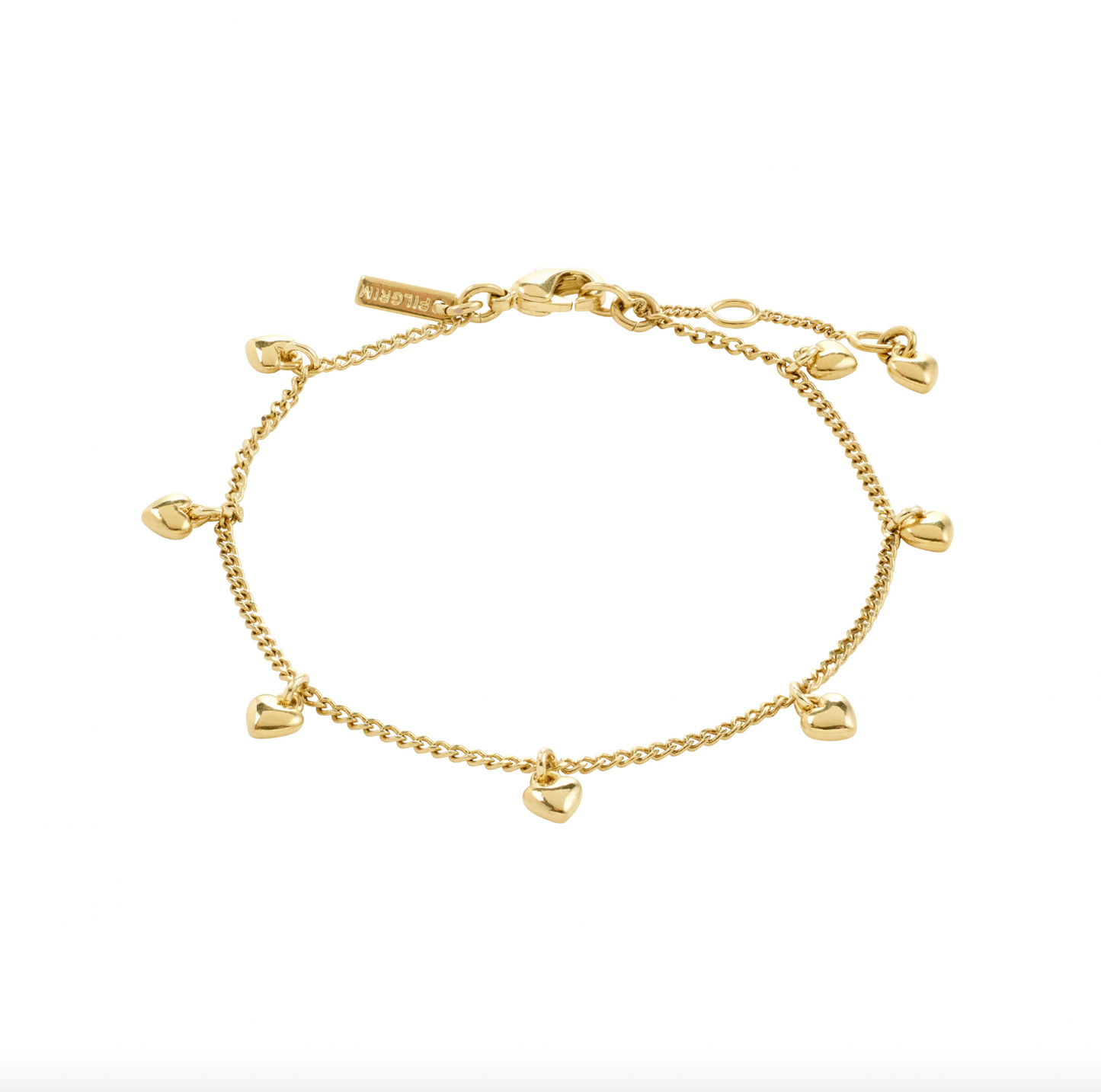 Armband med hjärtan - förgyllt