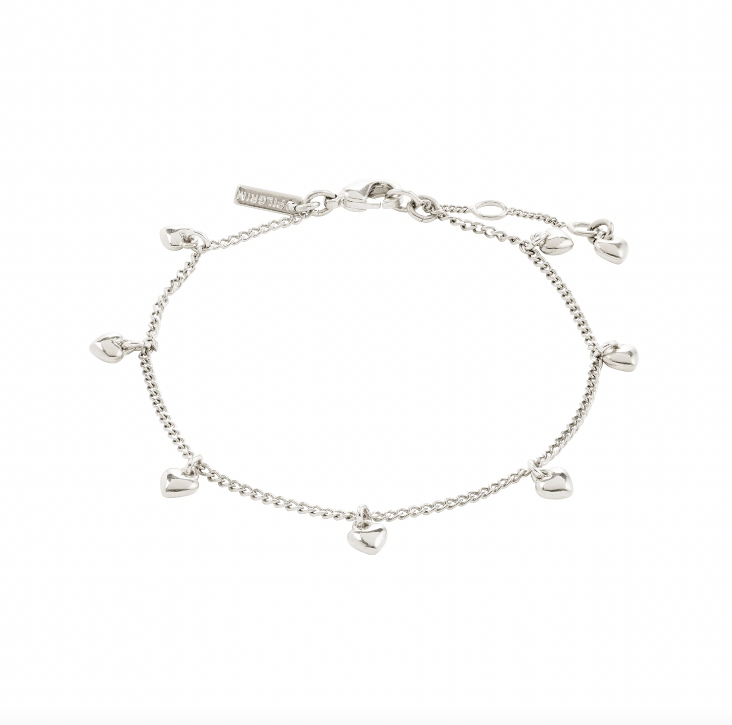 Armband med hjärtan - Silverpläterat