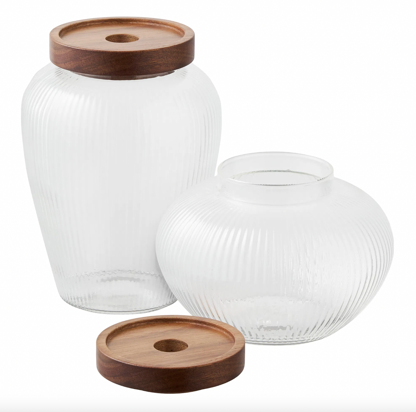 Förvaringsglas med trälock - Set med 2 st.