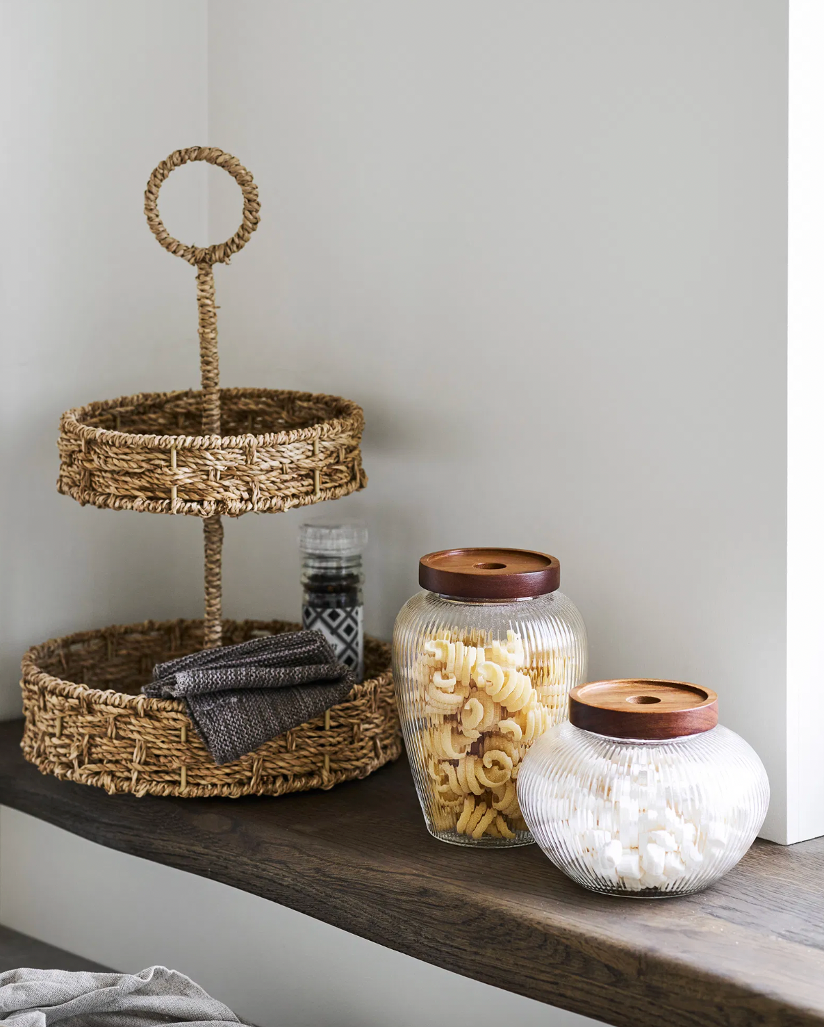 Förvaringsglas med trälock - Set med 2 st.