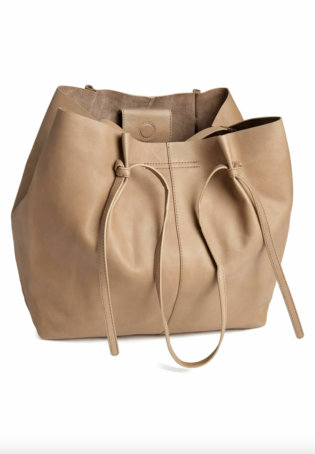 Shopper i mjukt läder - Sand