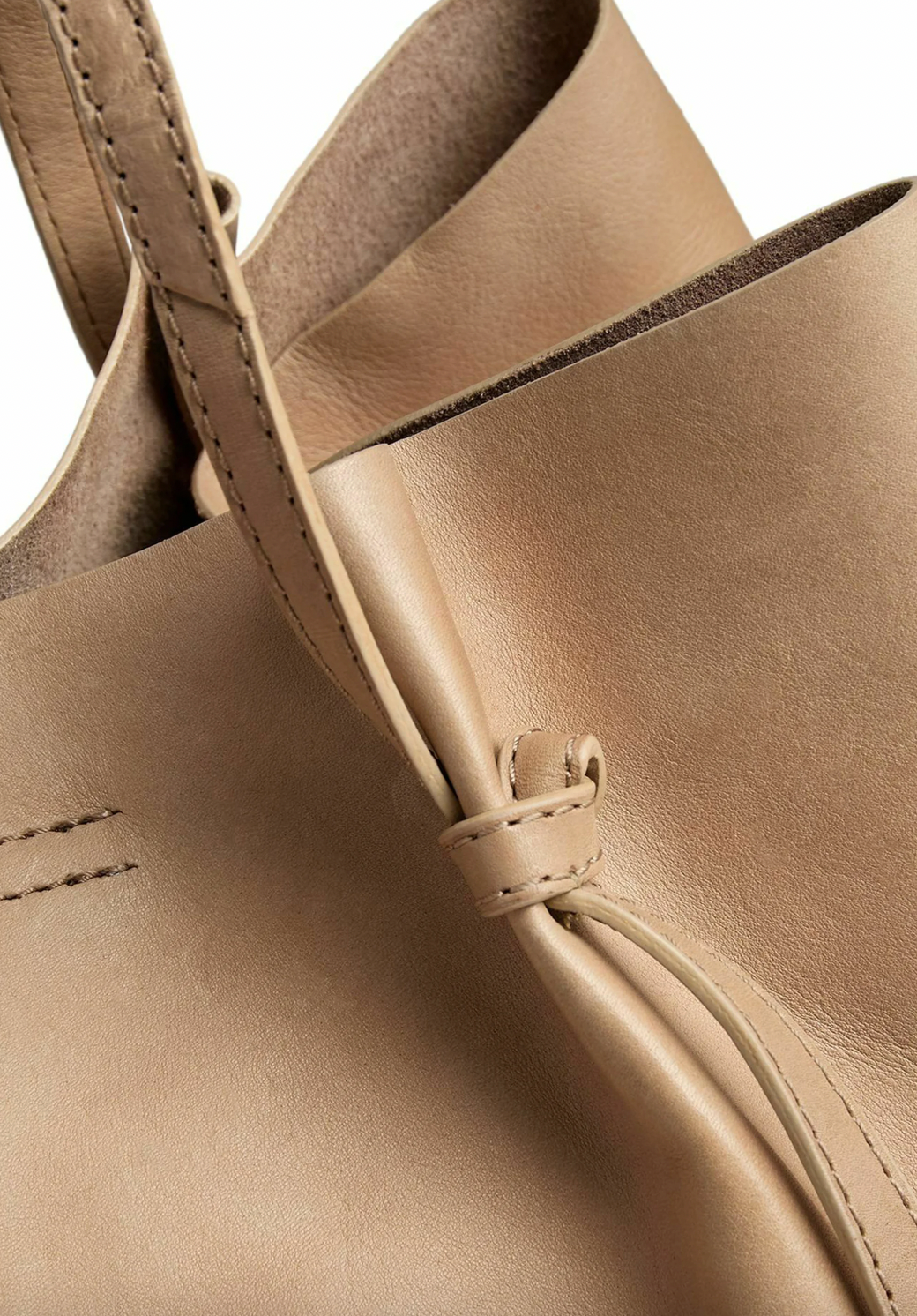 Shopper i mjukt läder - Sand