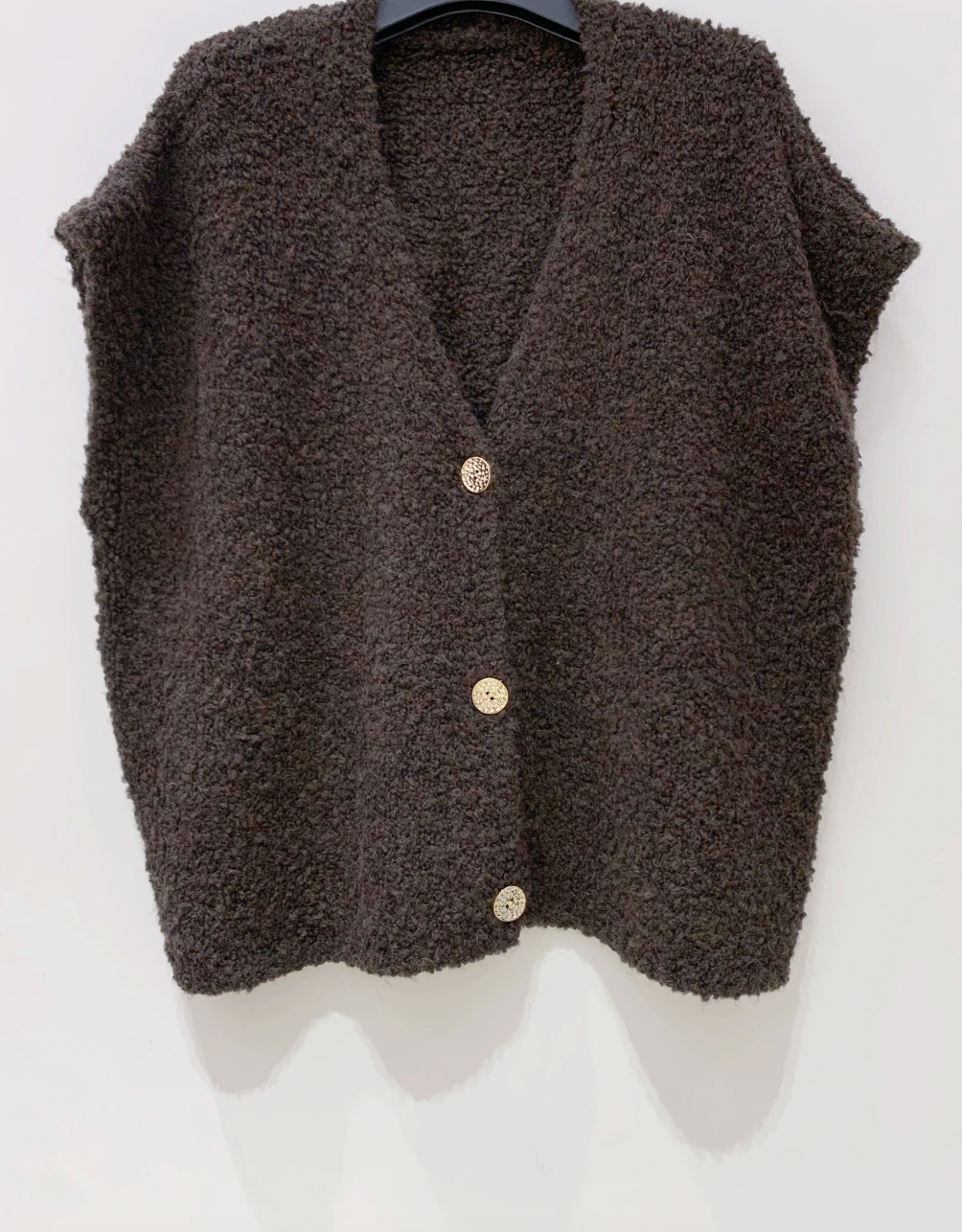 Cardigan med korta ärmar - Brown