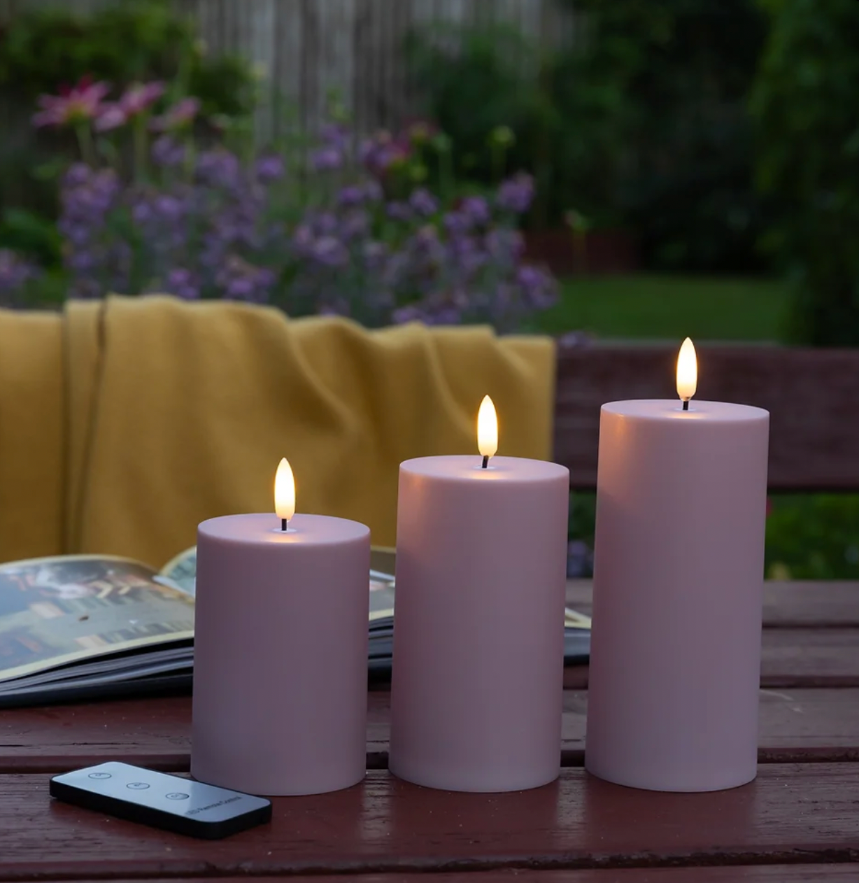 LED Utomhusblockljus set om 3 st – Rosa