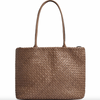 Shopper i flätat läder - Dark taupe