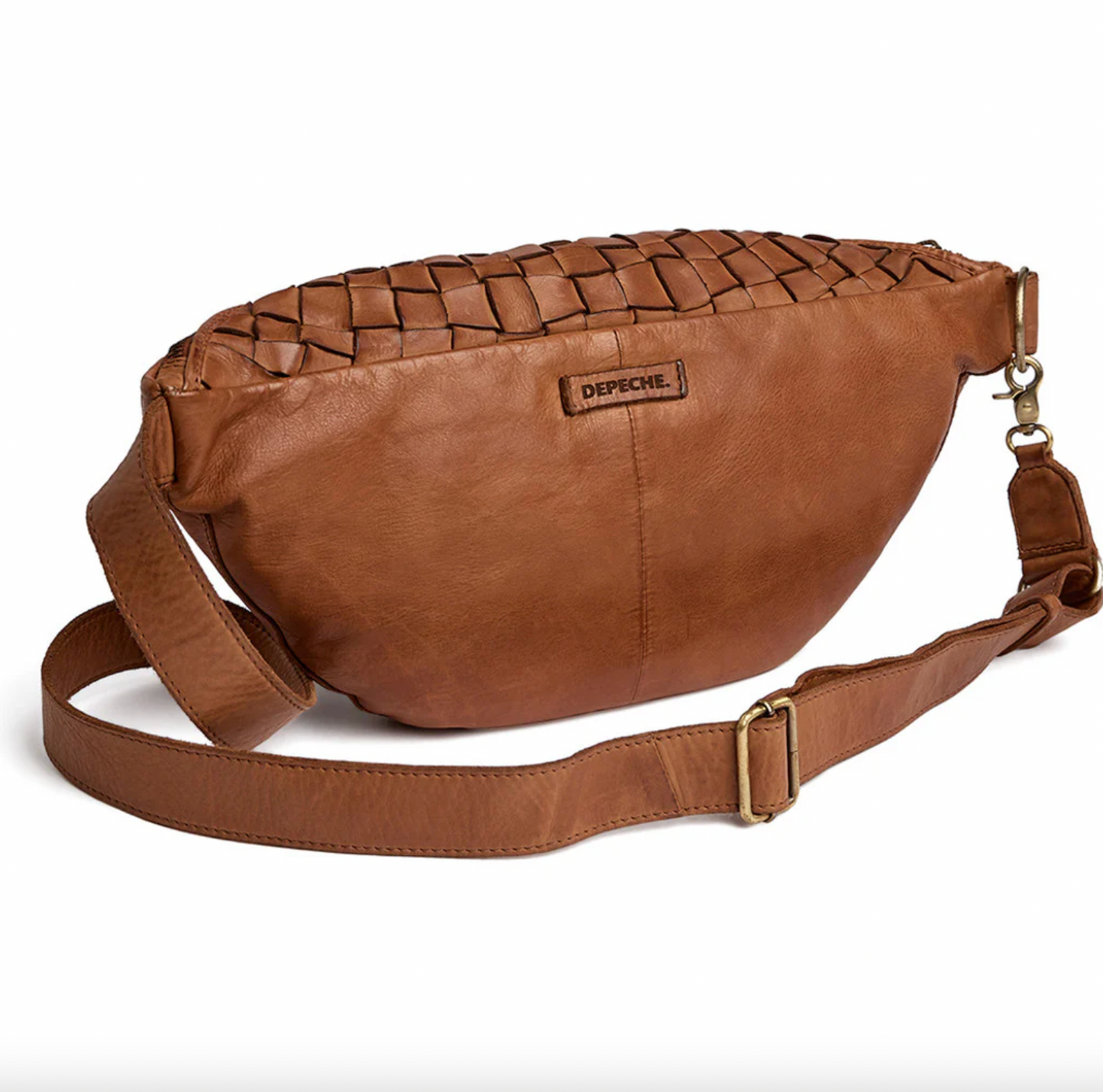 Warsaw bumbag i handflätat läder - Vintage cognac