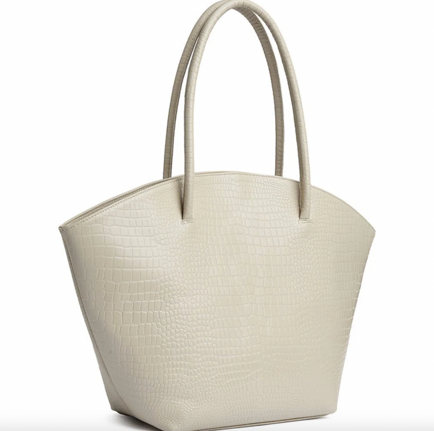 Shopper croco i skinn - Sand