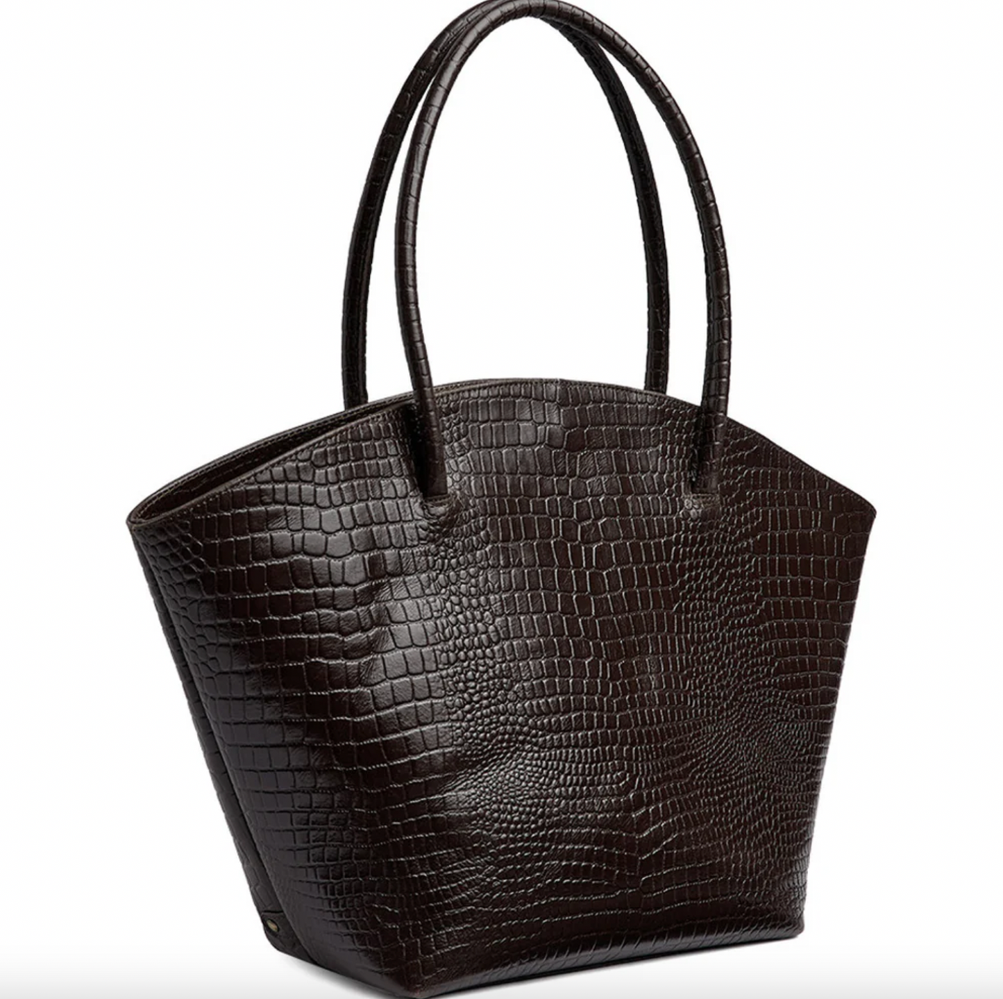 Shopper croco i skinn - Brown