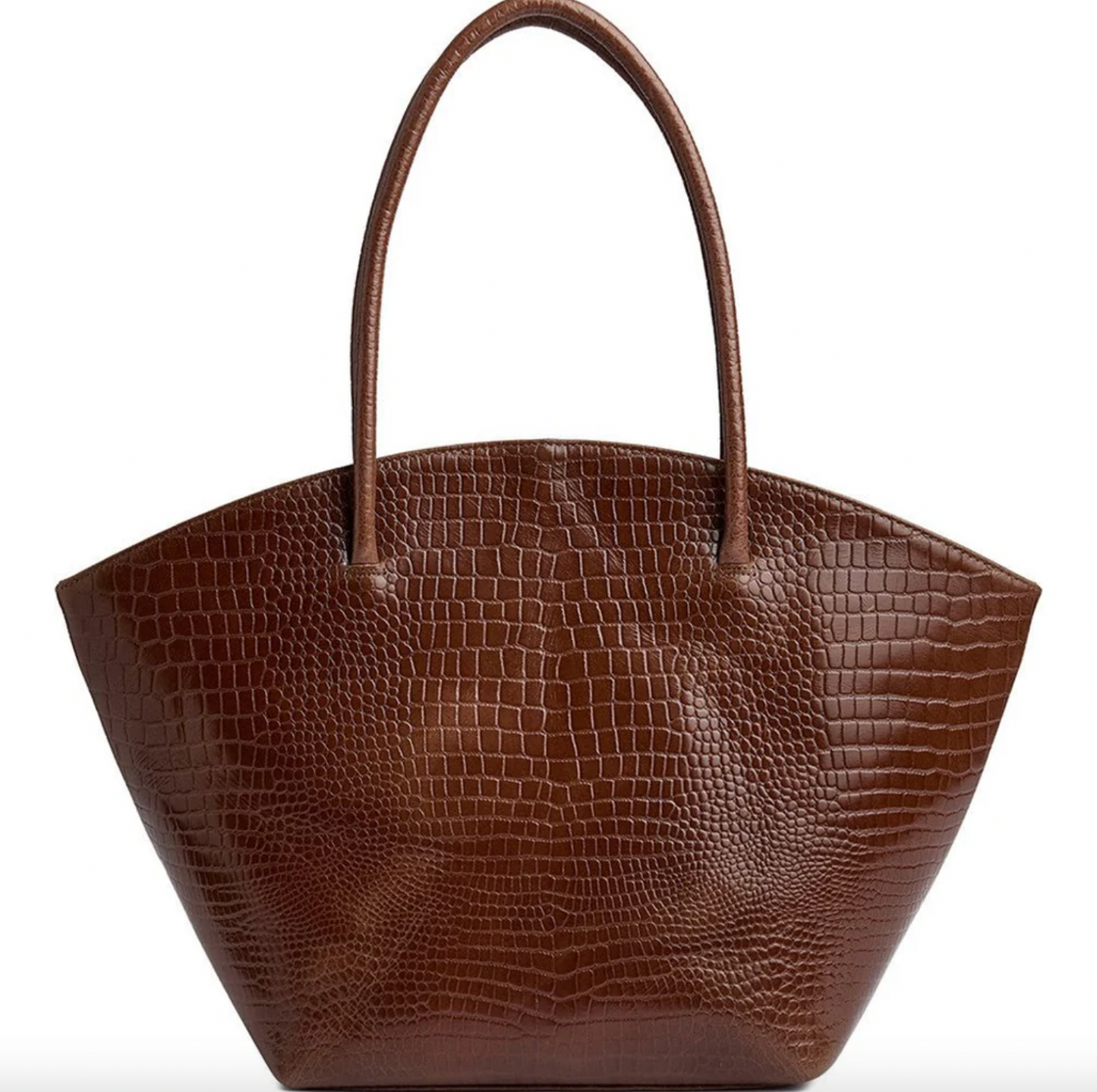 Shopper croco i läder - Cognac