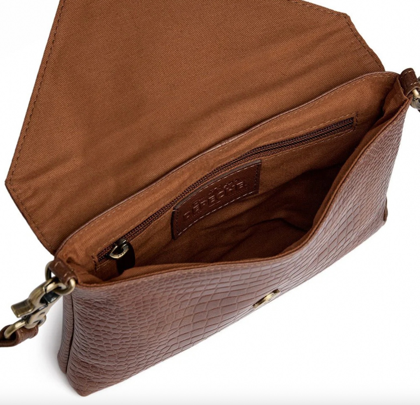 Clutch krokodil i läder - Cognac