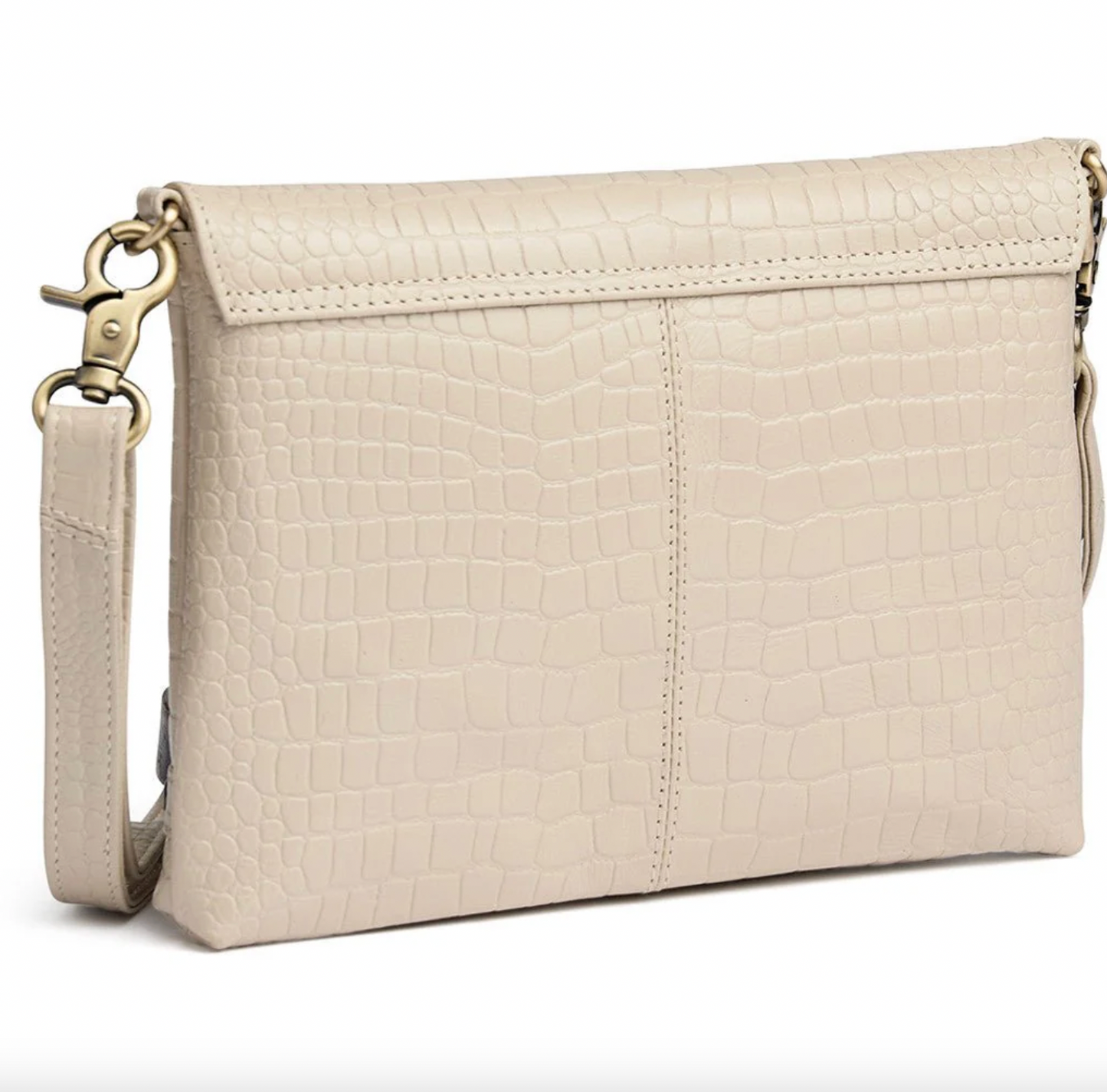 Clutch croco i skinn - Sand
