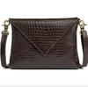 Clutch croco i läder - Brun