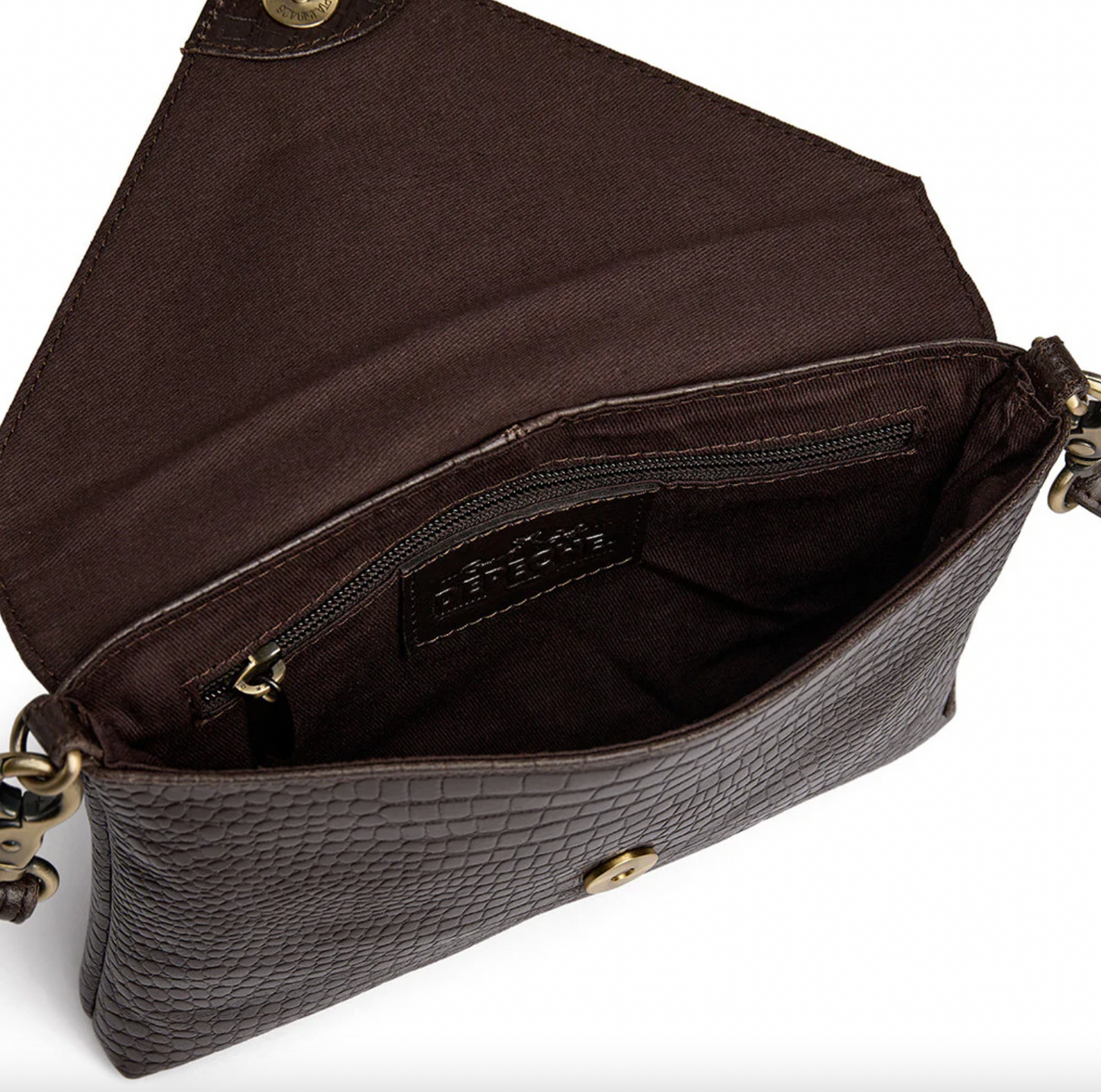 Clutch croco i läder - Brun
