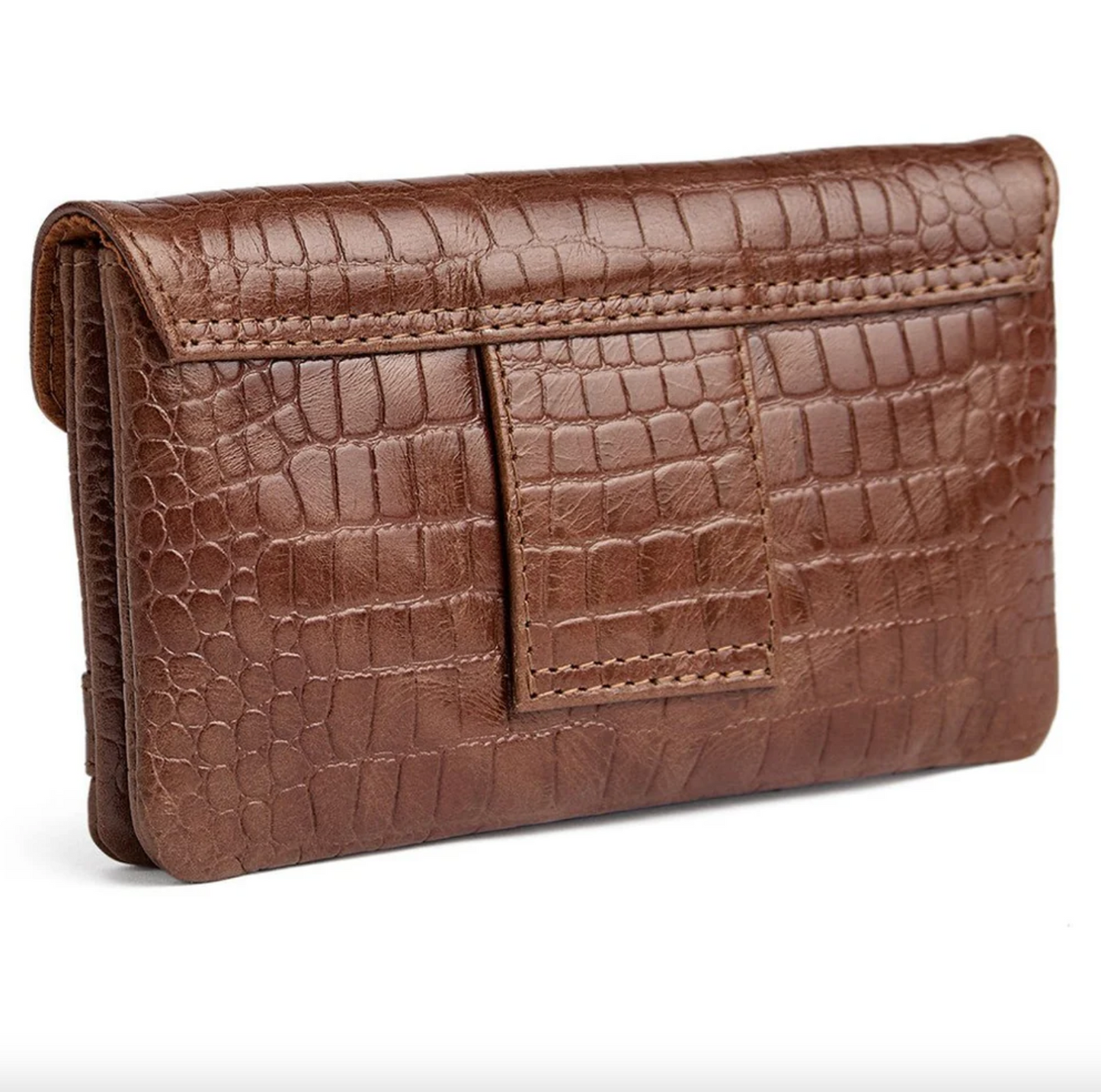 Plånbok krokodil i läder - Cognac