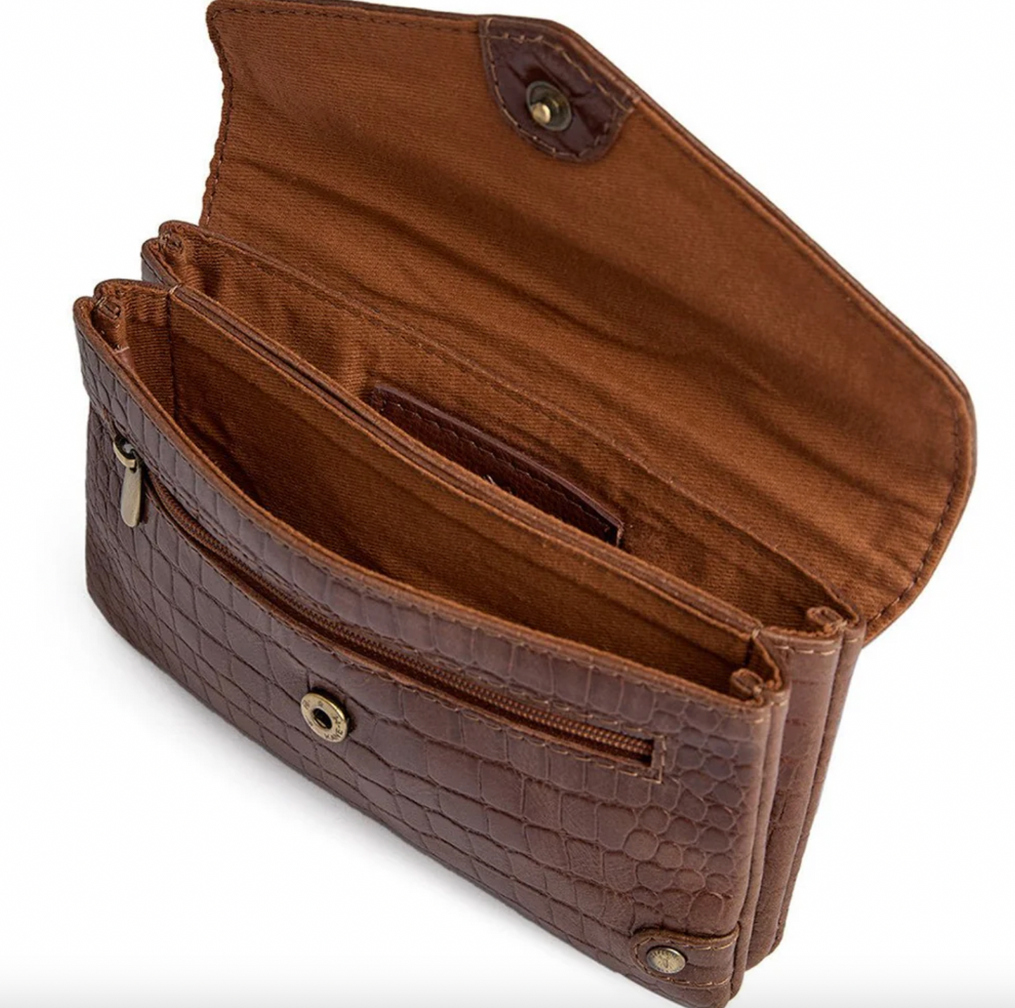 Plånbok krokodil i läder - Cognac