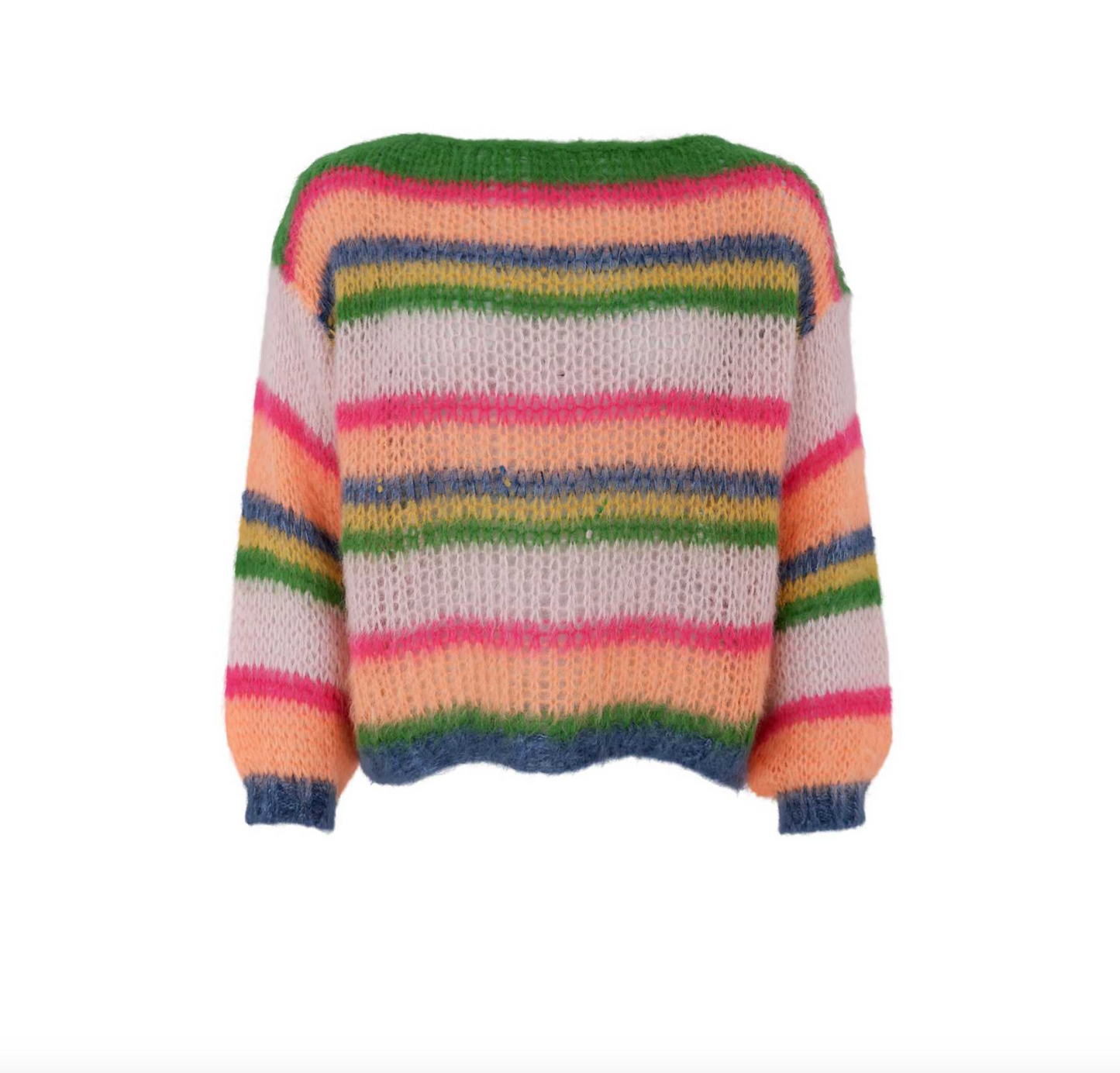 Stickad multi-randig jumper - Orange Multi