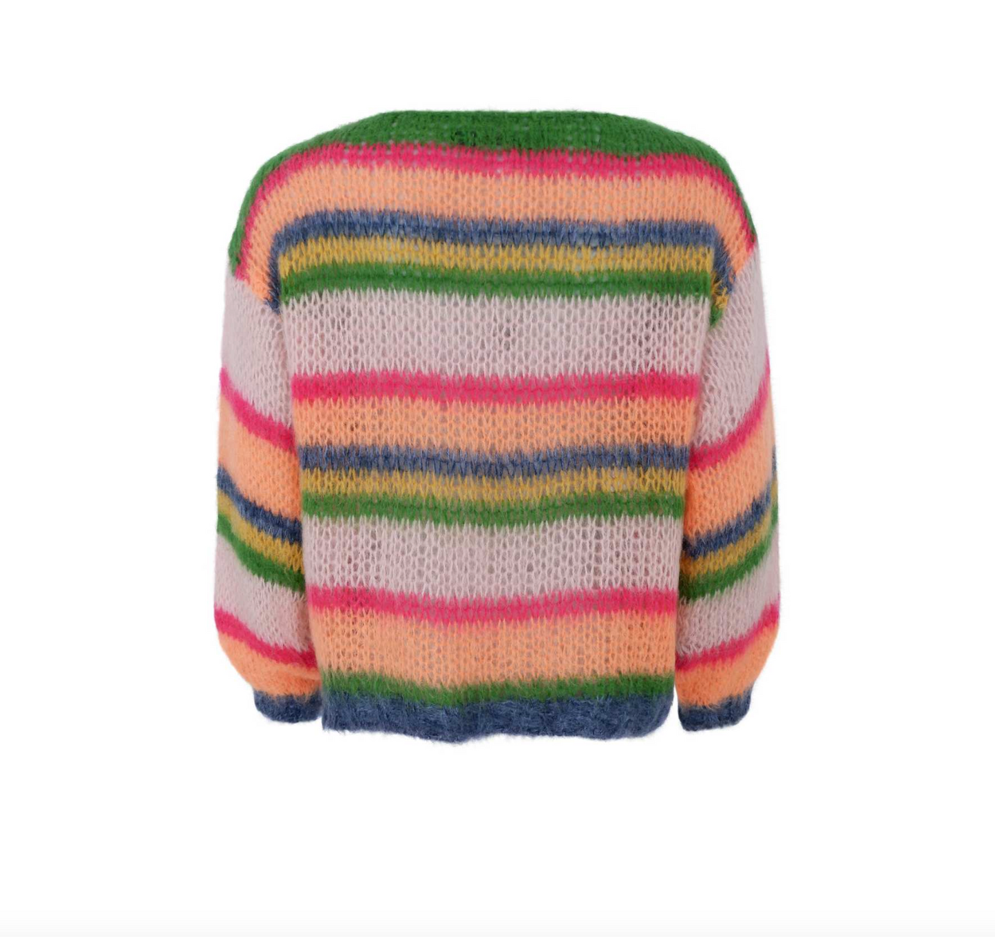 Stickad multi-randig jumper - Orange Multi