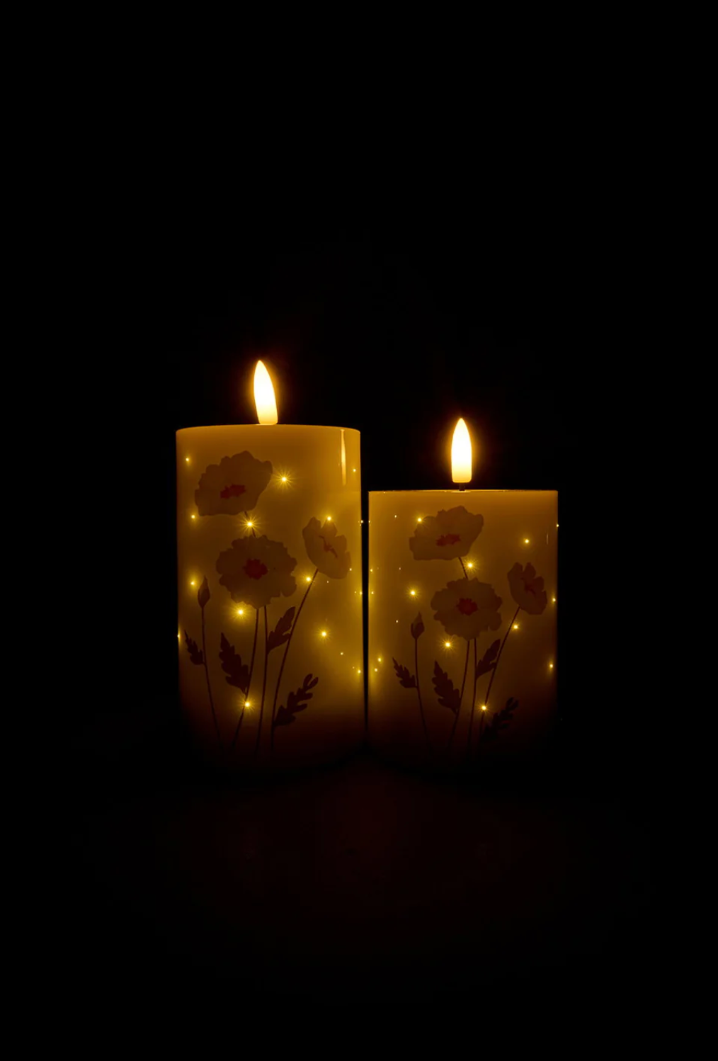 LED Blockljus TWINKLE Poppy Rose - Set med 2 st.