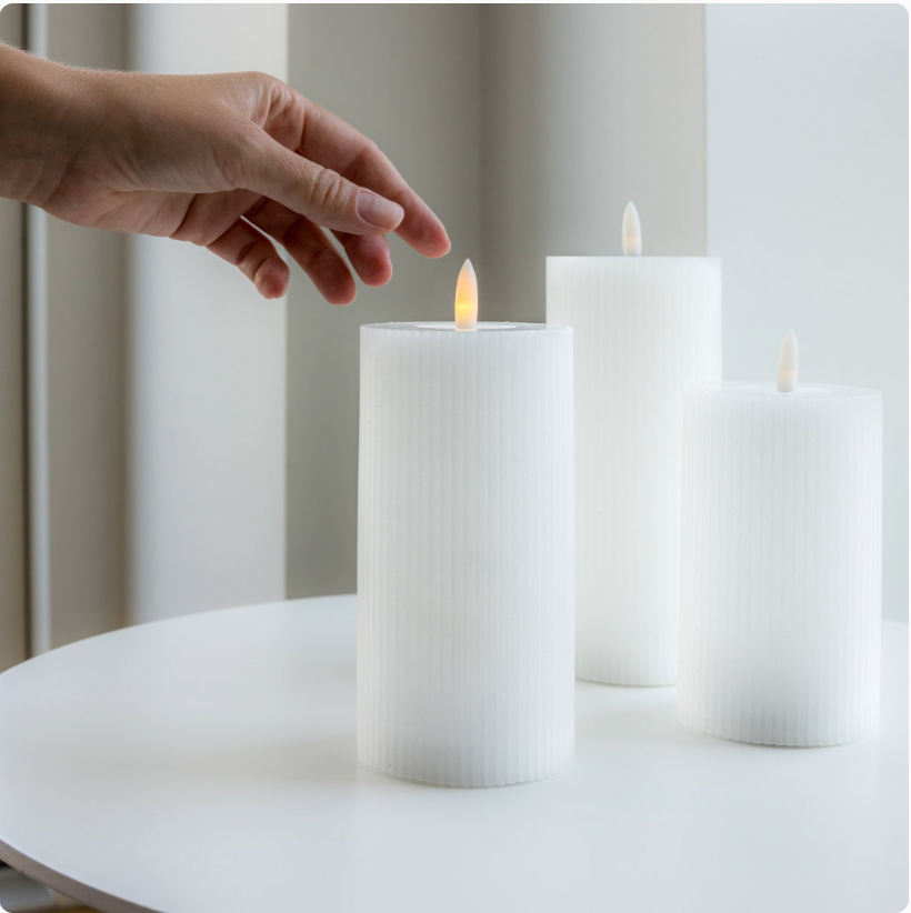 Touch LED-ljuspaket rillad - 3-pack vit