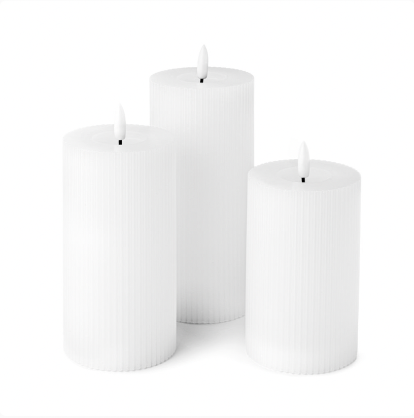 Touch LED-ljuspaket rillad - 3-pack vit