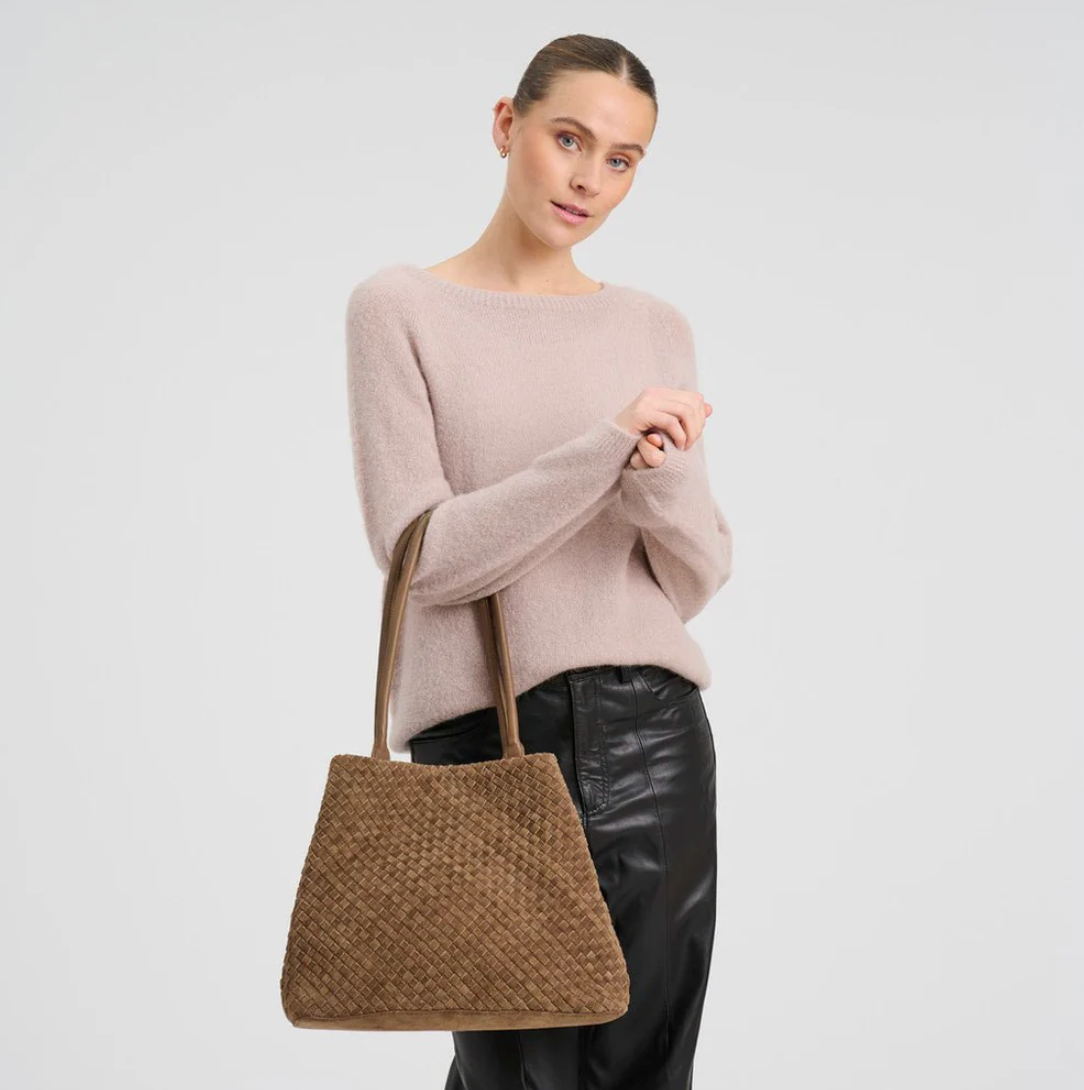 Handflätad mockahandväska - Mud
