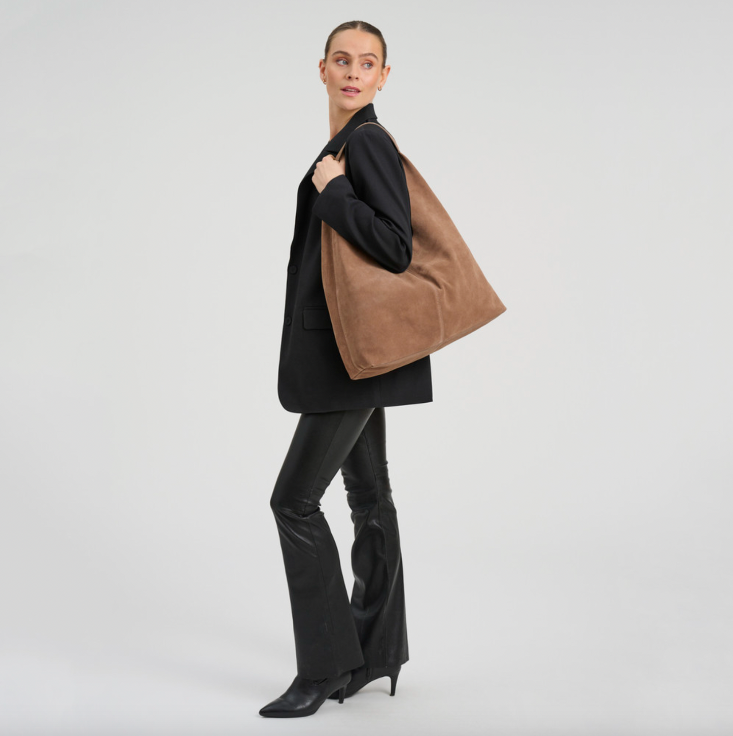 Shopper i mjukt mocka - Sand