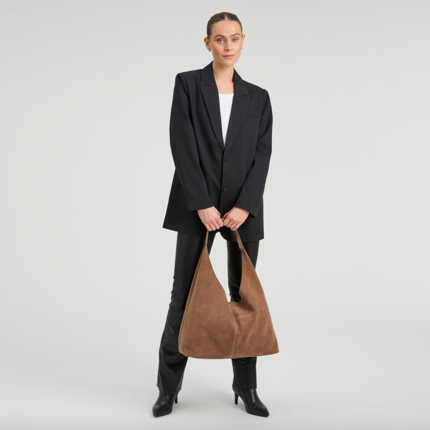 Shopper i mjukt mocka - Sand