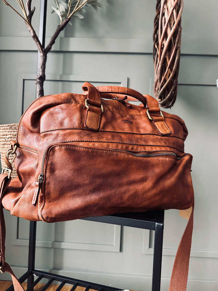 Rejsetaske, washed cognac