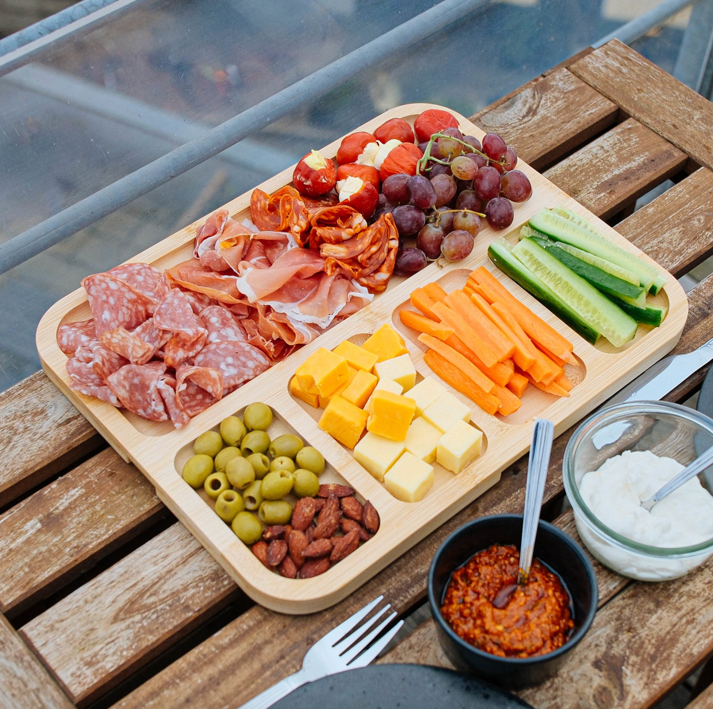 Tapasbricka med lock - Bambu