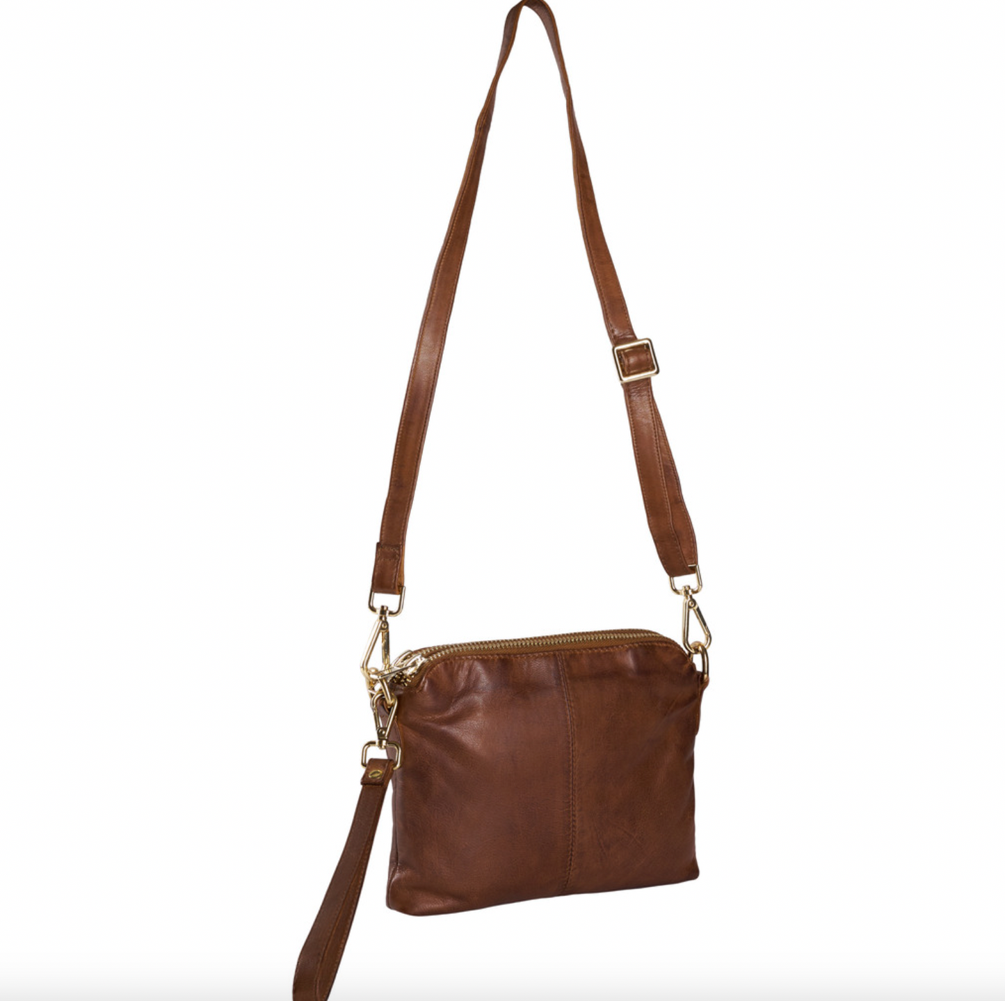 Crossbody clutch ALICE mörk cognac