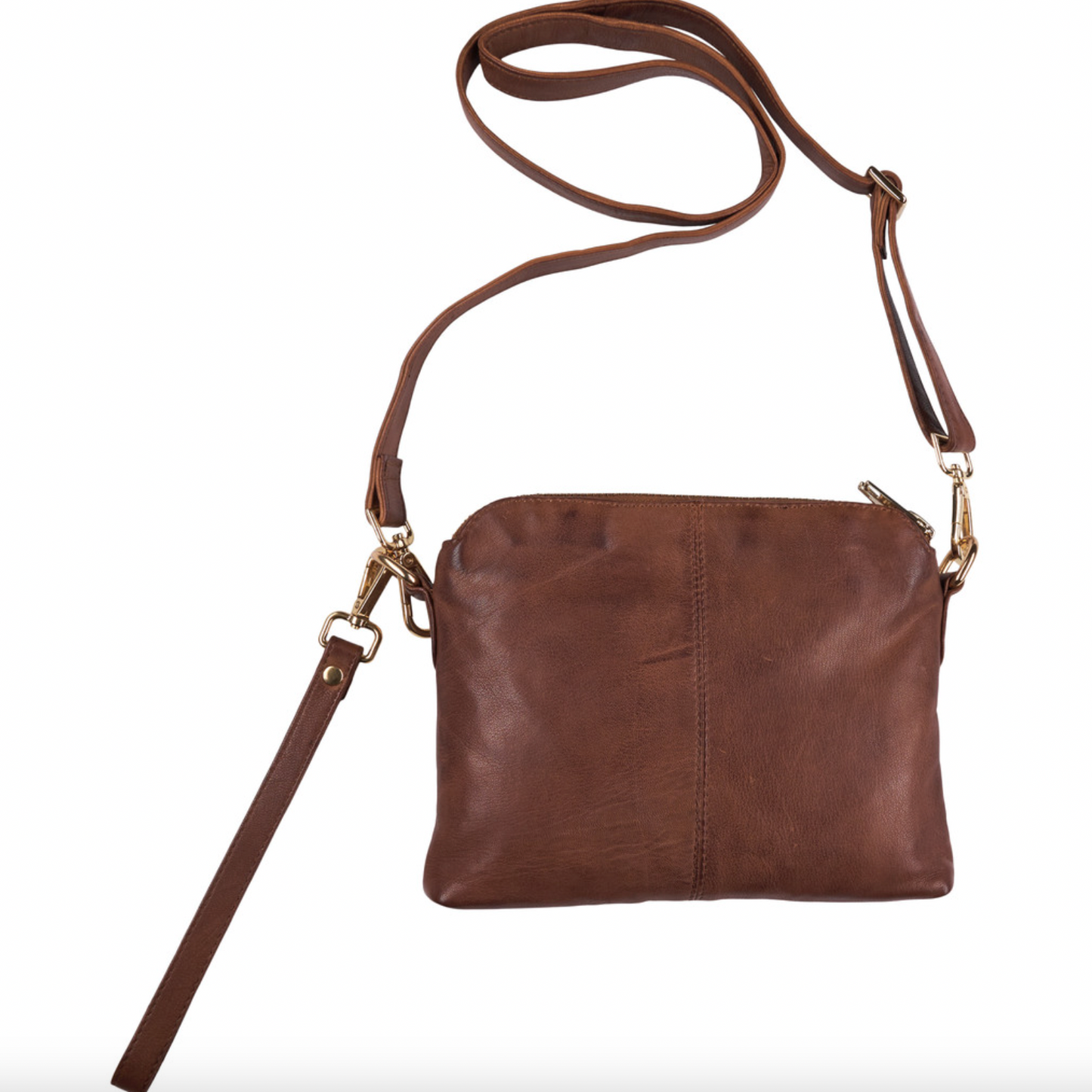Crossbody clutch ALICE mörk cognac