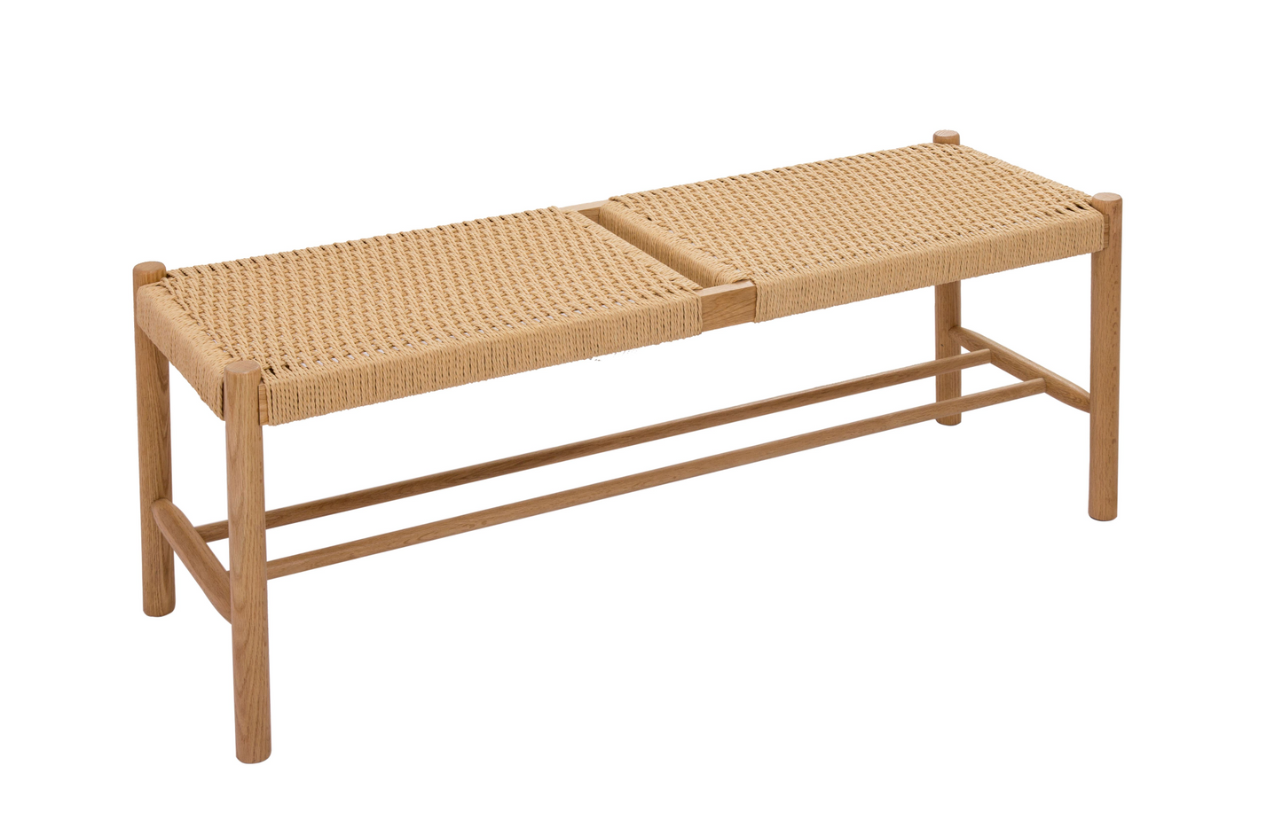 Bänk Cotta i massiv ek och flätad sits - 110 cm