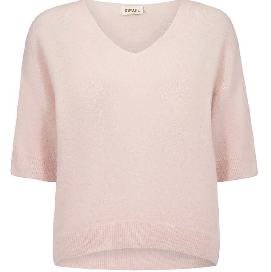 Stickad Alpaca v-neck Rosa - Depeche