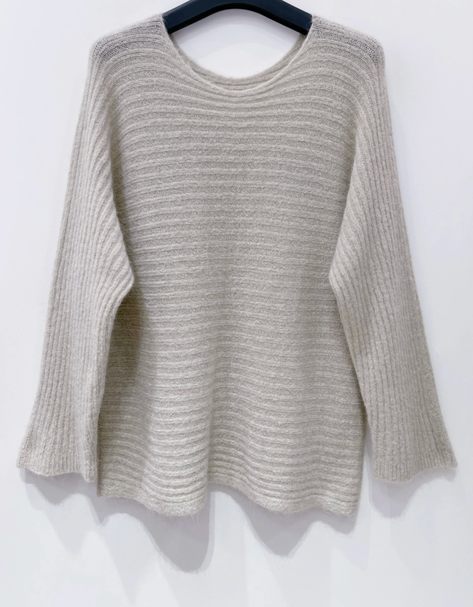 Oversized tröja - Beige ull- / mohairmix