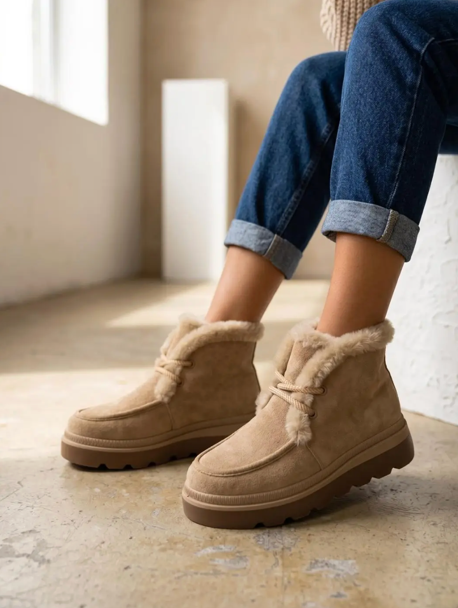 Ankelstøvler winter kaki/beige
