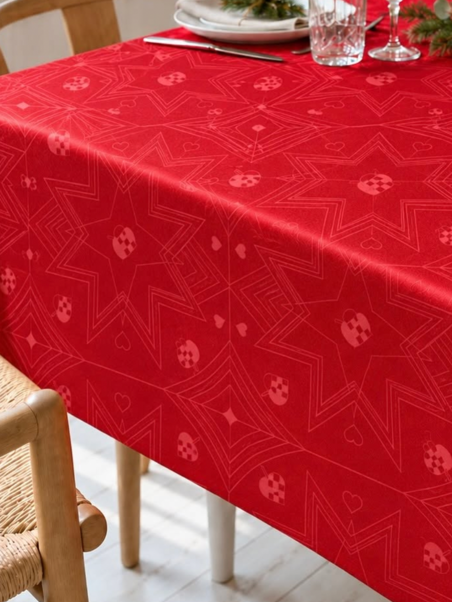 Julduk Jacquard - Röd 240cm – Röd Jacquard Duk