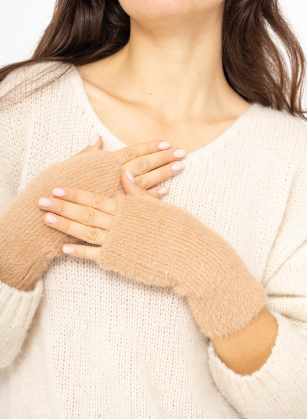 Handskar - Beige plysch