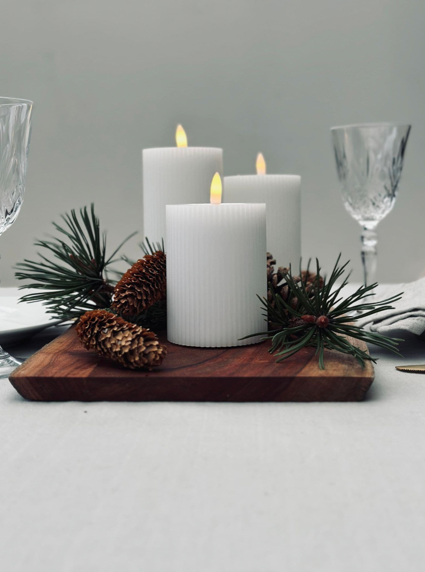 LED Blockljus med räfflor - Set med 3 st inkl fjärrkontroll