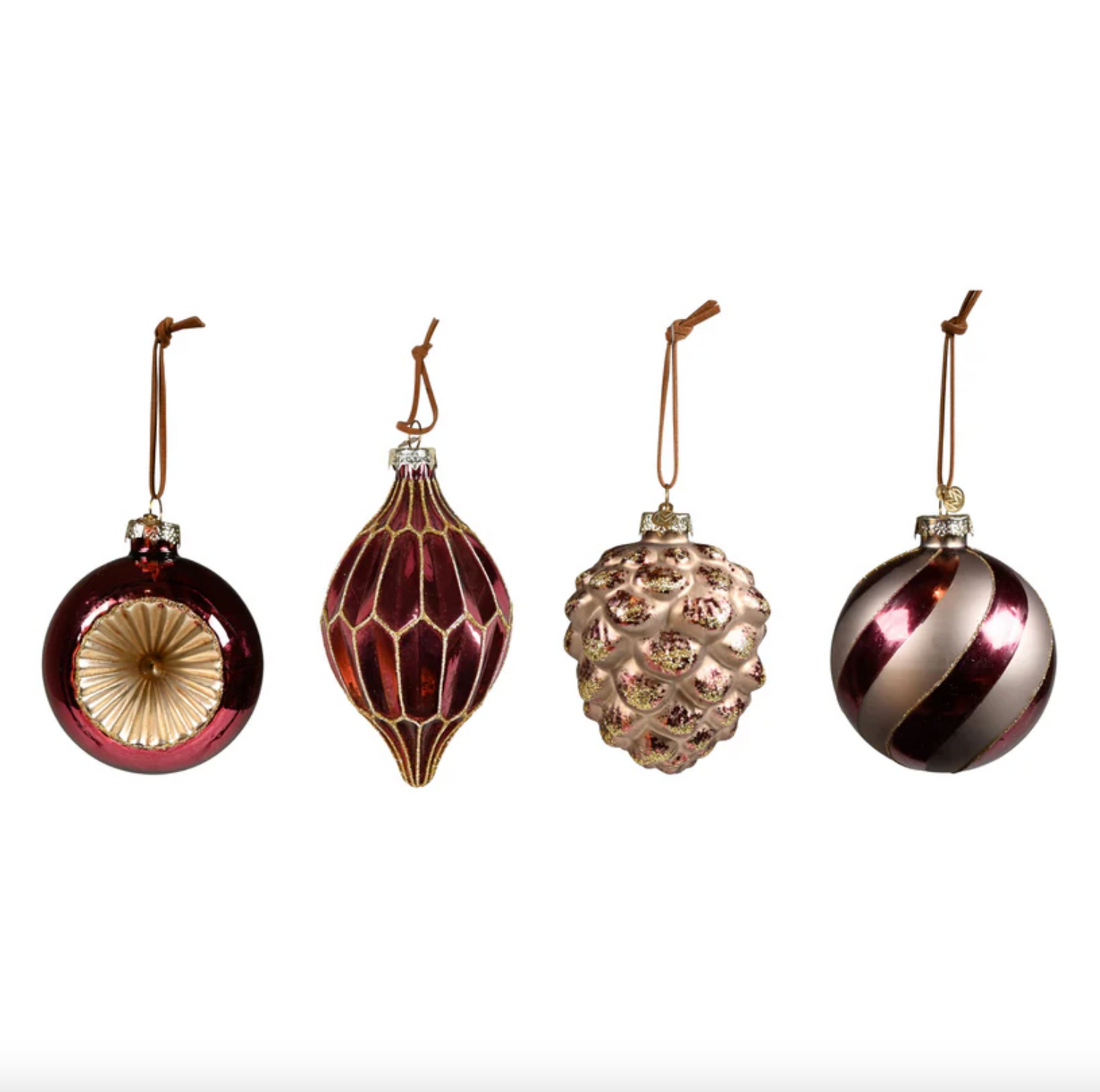 Julgranskulor i glas - Paket med 4 st