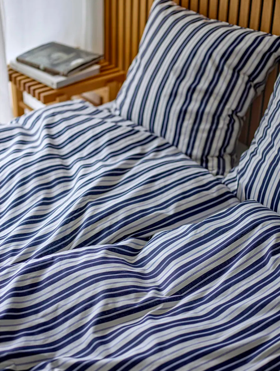 Bäddset, Flow navy blue, 140x220 - 63x60