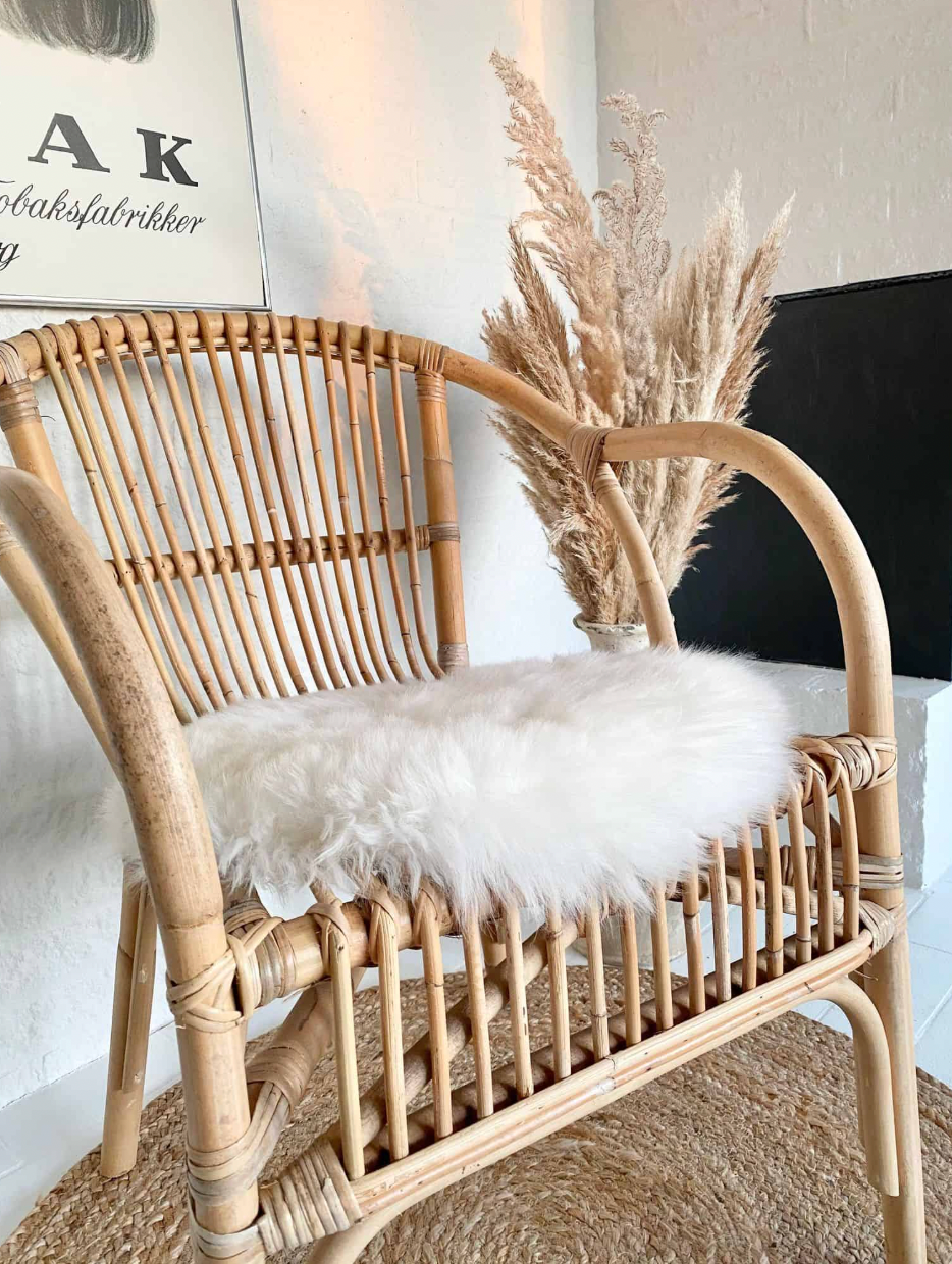 Sittdyna Ø 34 cm - Vitt lammskinn