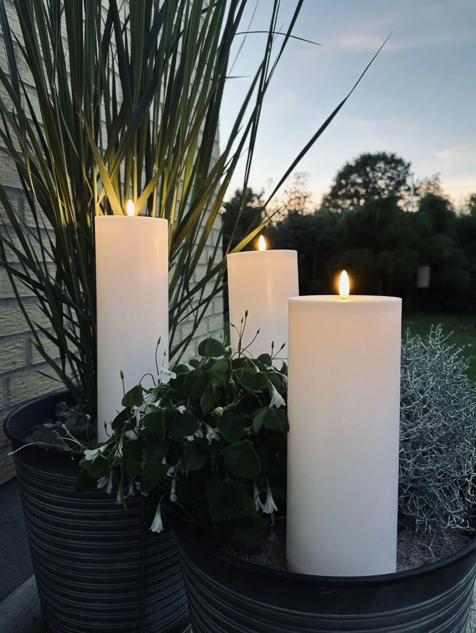 Utomhus XL LED Blockljus H 25cm - Set med 2 st inkl. fjärrkontroll