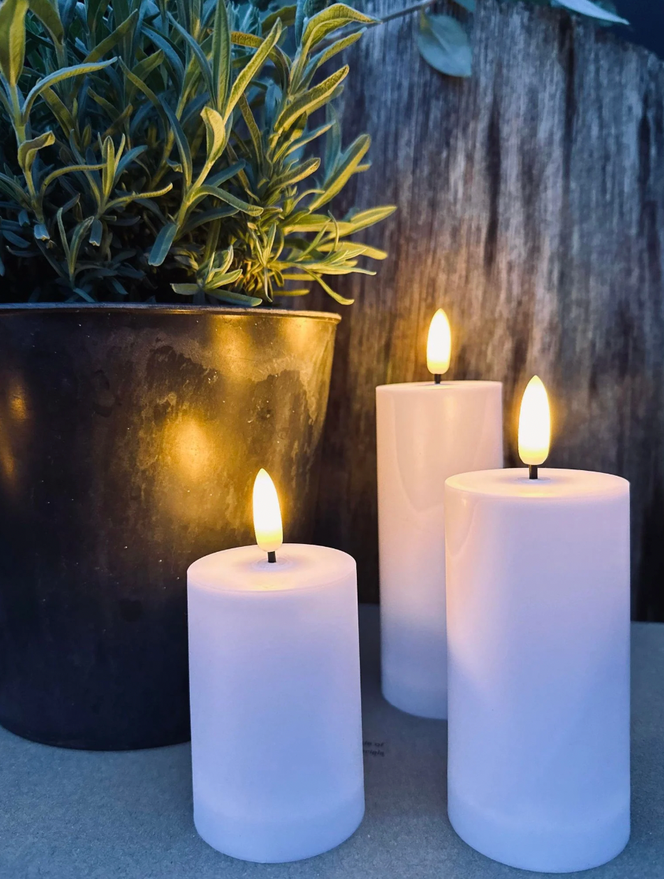 LED Utomhus Blockljus Set om 3 st - Vit