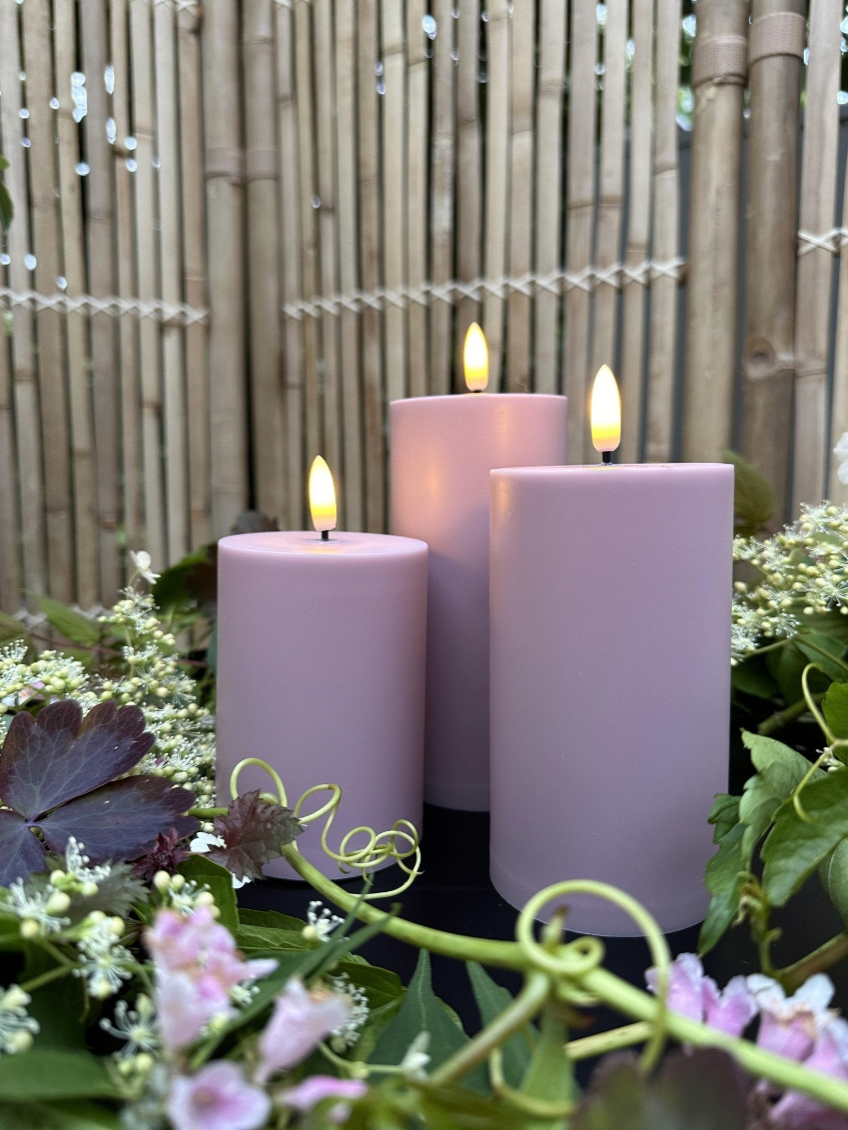 LED Utomhusblockljus set om 3 st – Rosa